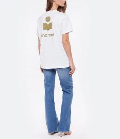 MARANT ÉTOILE Tee-shirt Zewel Coton Organique Blanc Kaki -ANINE BING Boutique imare look20220518 131