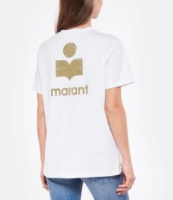 MARANT ÉTOILE Tee-shirt Zewel Coton Organique Blanc Kaki -ANINE BING Boutique imare look20220518 132