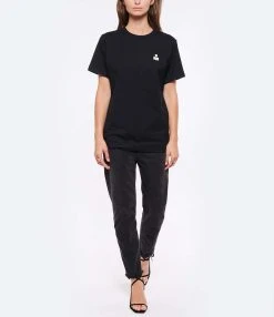 MARANT ÉTOILE Tee-shirt Zewel Coton Organique Noir Écru -ANINE BING Boutique imare look20220518 183 1
