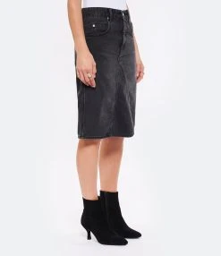 MARANT ÉTOILE Jupe Fiali Coton Noir Délavé -ANINE BING Boutique imare look20220518 223