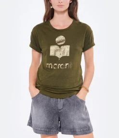 MARANT ÉTOILE Tee-shirt Koldi Lin Kaki Doré -ANINE BING Boutique imare look20220531 311