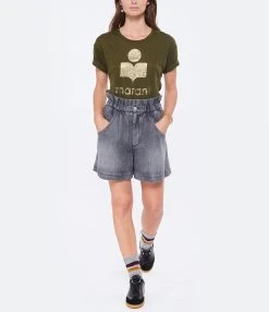 MARANT ÉTOILE Tee-shirt Koldi Lin Kaki Doré -ANINE BING Boutique imare look20220531 312