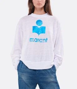 MARANT ÉTOILE Tee-shirt Klowia Lin Blanc Bleu 9 MARANT ÉTOILE Tee-shirt Klowia Lin Blanc Bleu -ANINE BING Boutique imare look20220607 180