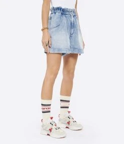 MARANT ÉTOILE Short Titea Coton Bleu Clair -ANINE BING Boutique imare look20220615 211