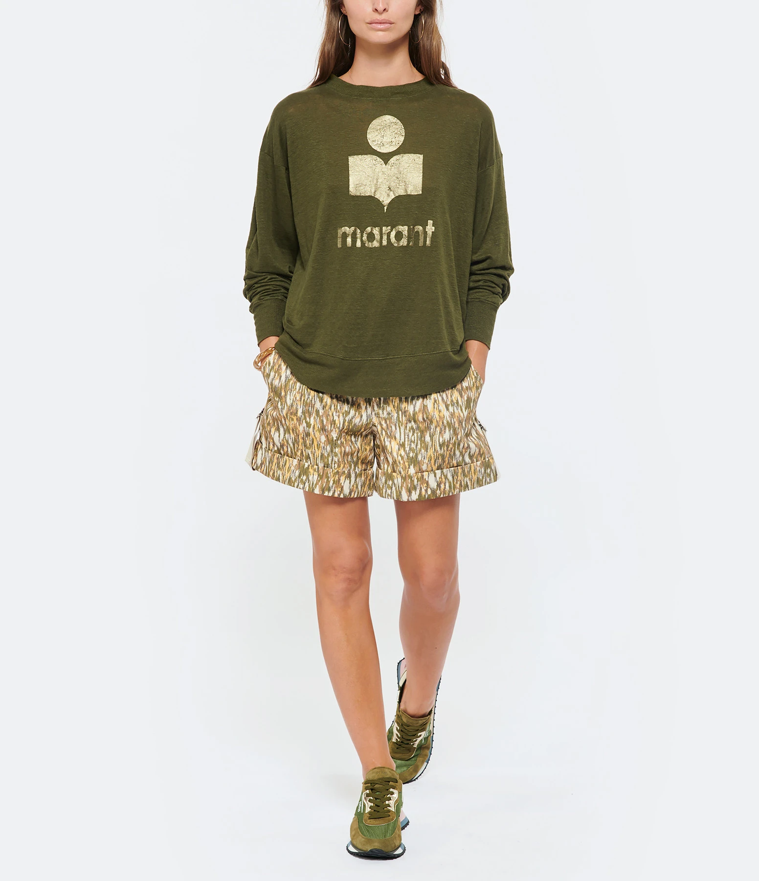 MARANT ÉTOILE Tee-shirt Klowia Lin Kaki Doré 6 MARANT ÉTOILE Tee-shirt Klowia Lin Kaki Doré – Image 4