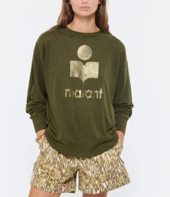 MARANT ÉTOILE Tee-shirt Klowia Lin Kaki Doré 9 MARANT ÉTOILE Tee-shirt Klowia Lin Kaki Doré -ANINE BING Boutique imare look20220615 274