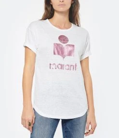 MARANT ÉTOILE Tee-shirt Koldi Lin Rose Blanc -ANINE BING Boutique imare look20221110 328