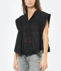 MARANT ÉTOILE Top Leaza Coton Noir 11 MARANT ÉTOILE Top Leaza Coton Noir -ANINE BING Boutique imare look20221110 349