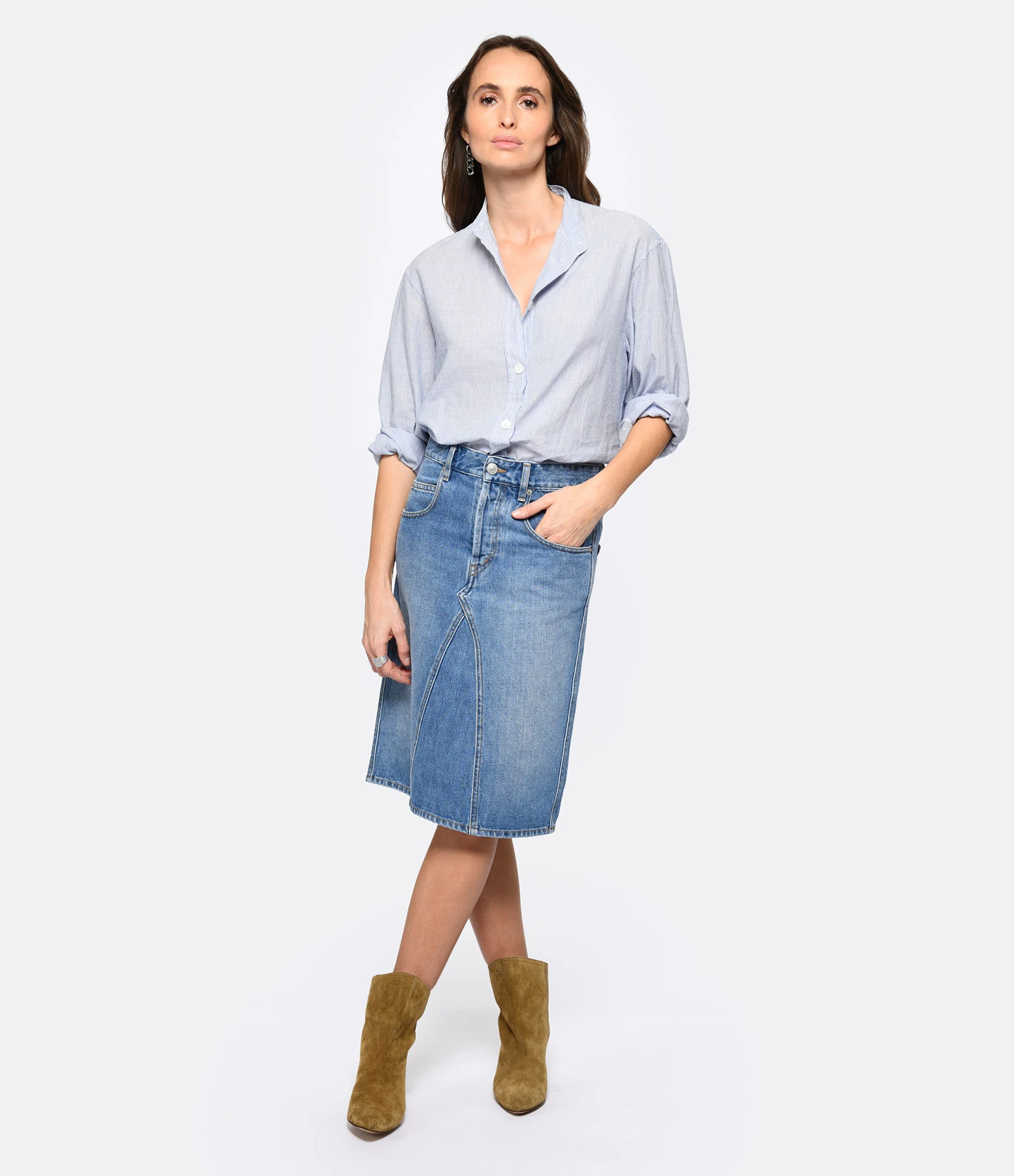 MARANT ÉTOILE Jupe Fiali Coton Bleu Clair 5 MARANT ÉTOILE Jupe Fiali Coton Bleu Clair – Image 3