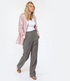 MARANT ÉTOILE Pantalon Olympe Laine Vierge Noir Rose -ANINE BING Boutique imare look20230117 641
