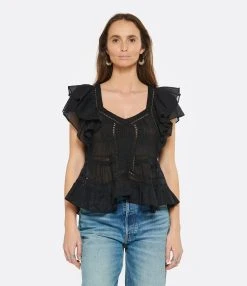 MARANT ÉTOILE Top Madrana Coton Noir 9 MARANT ÉTOILE Top Madrana Coton Noir -ANINE BING Boutique imare look20230118 299