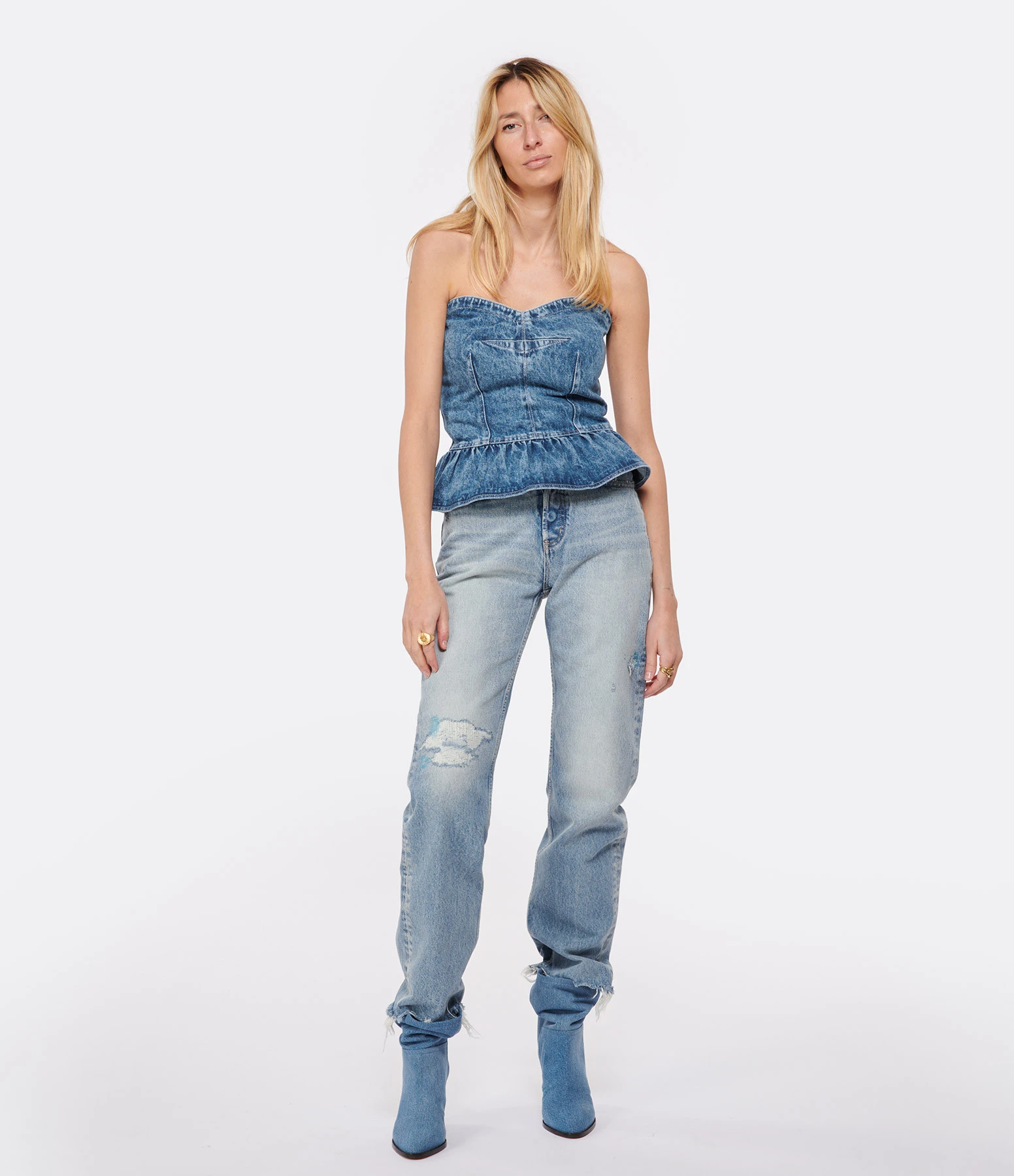 MARANT ÉTOILE Top Solizinia Coton Bleu Clair 5 MARANT ÉTOILE Top Solizinia Coton Bleu Clair – Image 3