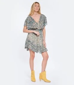 MARANT ÉTOILE Robe Florise Imprimé Vert Écru -ANINE BING Boutique imare look20230207 273 1