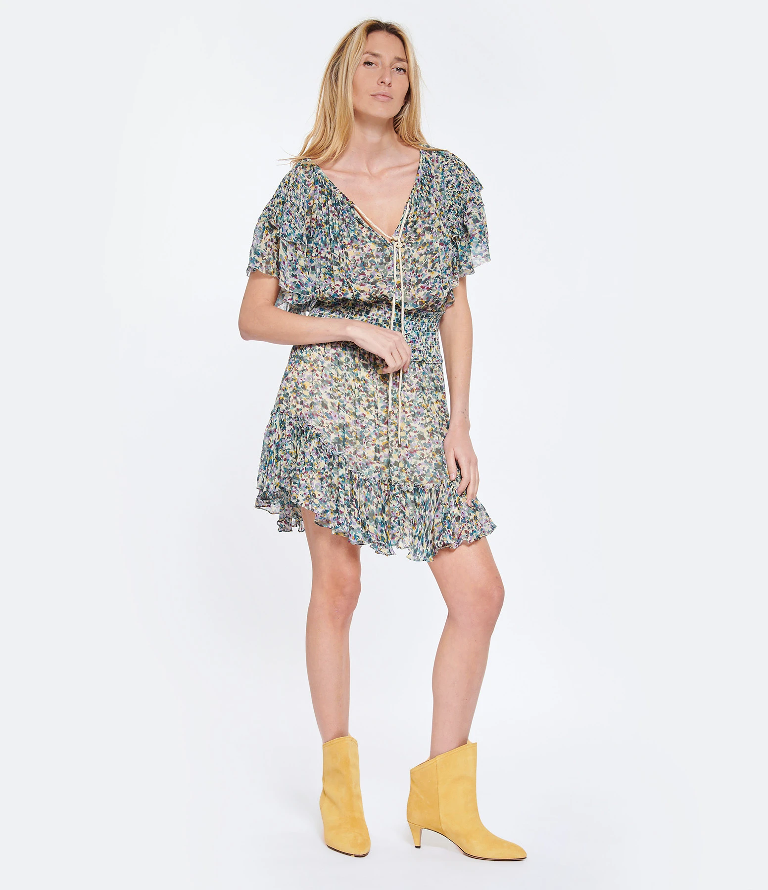 MARANT ÉTOILE Robe Florise Imprimé Vert Écru 5 MARANT ÉTOILE Robe Florise Imprimé Vert Écru – Image 3