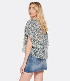 MARANT ÉTOILE Top Fapani Imprimé Vert Écru -ANINE BING Boutique imare look20230207 304