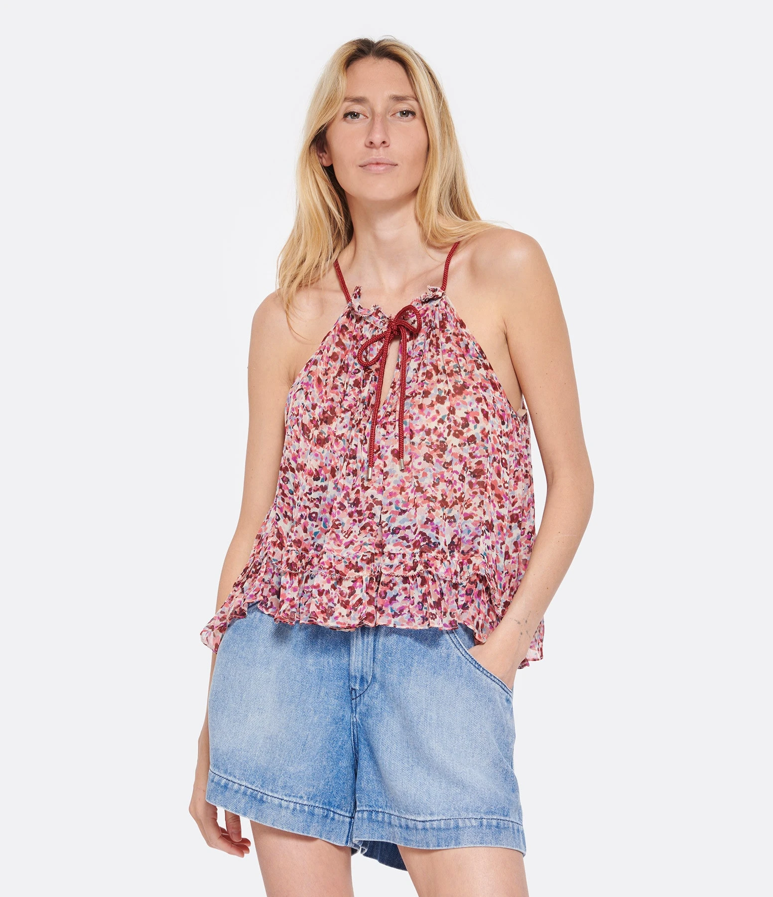 MARANT ÉTOILE Top Fabino Imprimé Framboise Écru 5 MARANT ÉTOILE Top Fabino Imprimé Framboise Écru – Image 3