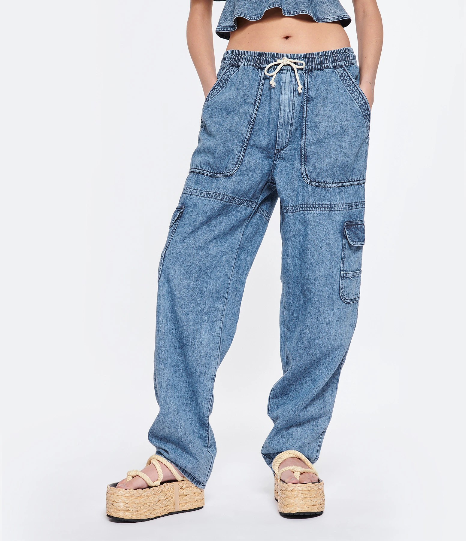 MARANT ÉTOILE Pantalon Viamao Coton Bleu 5 MARANT ÉTOILE Pantalon Viamao Coton Bleu – Image 3