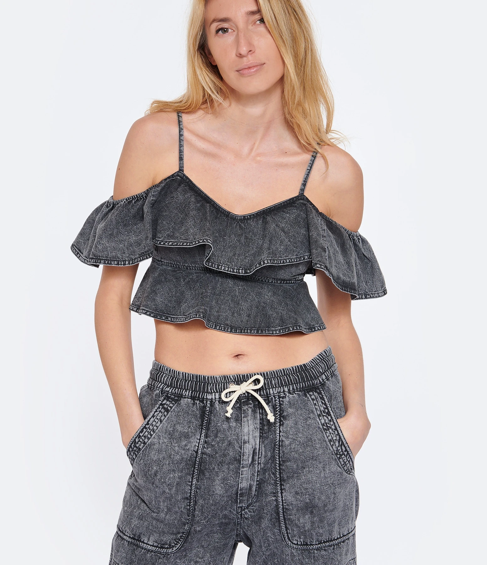 MARANT ÉTOILE Top Voloteo Coton Gris 5 MARANT ÉTOILE Top Voloteo Coton Gris – Image 3