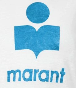 MARANT ÉTOILE Tee-shirt Klowia Lin Blanc Bleu 8 MARANT ÉTOILE Tee-shirt Klowia Lin Blanc Bleu -ANINE BING Boutique imare34398 bleu 2 1