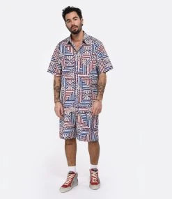 Isabel Marant Short Homme Edoardo Coton Bleu Rouge -ANINE BING Boutique imars look20230116 128