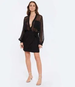 IRO Robe Ricarda Soie Noir -ANINE BING Boutique iro23 look20230104 189