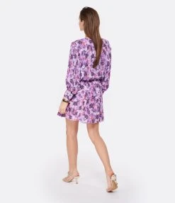 IRO Robe Madea Imprimé Violet -ANINE BING Boutique iro23 look20230126 280