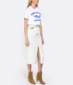 IRO Jupe Midi Milita Denim Coton Gris Clair -ANINE BING Boutique iro23 look20230214 348