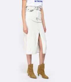 IRO Jupe Midi Milita Denim Coton Gris Clair -ANINE BING Boutique iro23 look20230214 349