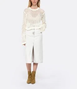 IRO Jupe Midi Milita Denim Coton Gris Clair -ANINE BING Boutique iro23 look20230214 355