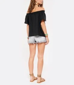 JEANNE VOULAND Top Daisie Bardot Lin Lavé Noir -ANINE BING Boutique jvoul look20210608 78