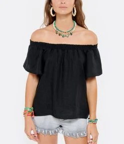 JEANNE VOULAND Top Daisie Bardot Lin Lavé Noir -ANINE BING Boutique jvoul look20210608 80 1