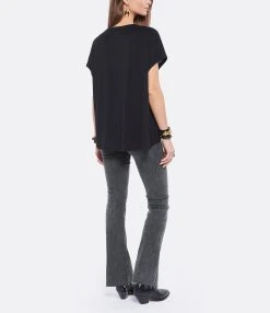 JEANNE VOULAND Tee-shirt Bacha Col V Lyocell Noir -ANINE BING Boutique jvoul look20211123 6