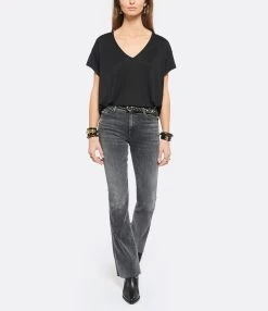 JEANNE VOULAND Tee-shirt Bacha Col V Lyocell Noir -ANINE BING Boutique jvoul look20211123 9