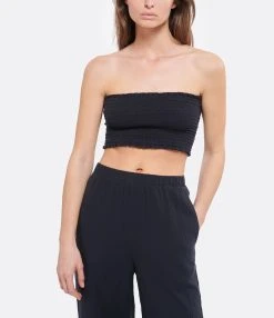 JEANNE VOULAND Top Hyna Bandeau Gaze De Coton Noir 10 JEANNE VOULAND Top Hyna Bandeau Gaze De Coton Noir -ANINE BING Boutique jvoul look20220307 340