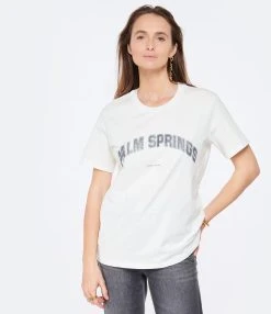 JEANNE VOULAND Tee-shirt Jai Palm Springs Glitter Gun Metal Blanc -ANINE BING Boutique jvoul look20230126 85