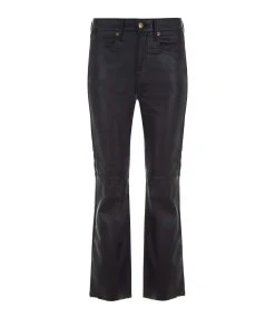 JEANNE VOULAND Pantalon Gabryel Cropped Flare Similicuir Noir