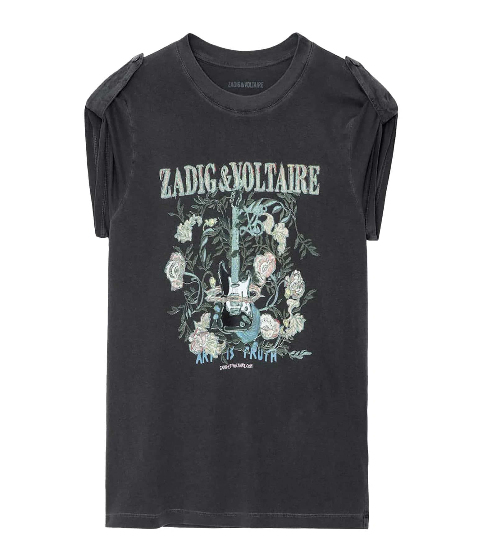 Zadig & Voltaire Tee-shirt Donate Guitare Coton Carbone 3 Zadig & Voltaire Tee-shirt Donate Guitare Coton Carbone