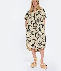 Laurence Bras Robe Aloo Coton Imprimé Beige Noir 8 Laurence Bras Robe Aloo Coton Imprimé Beige Noir -ANINE BING Boutique lbras look20230207 44