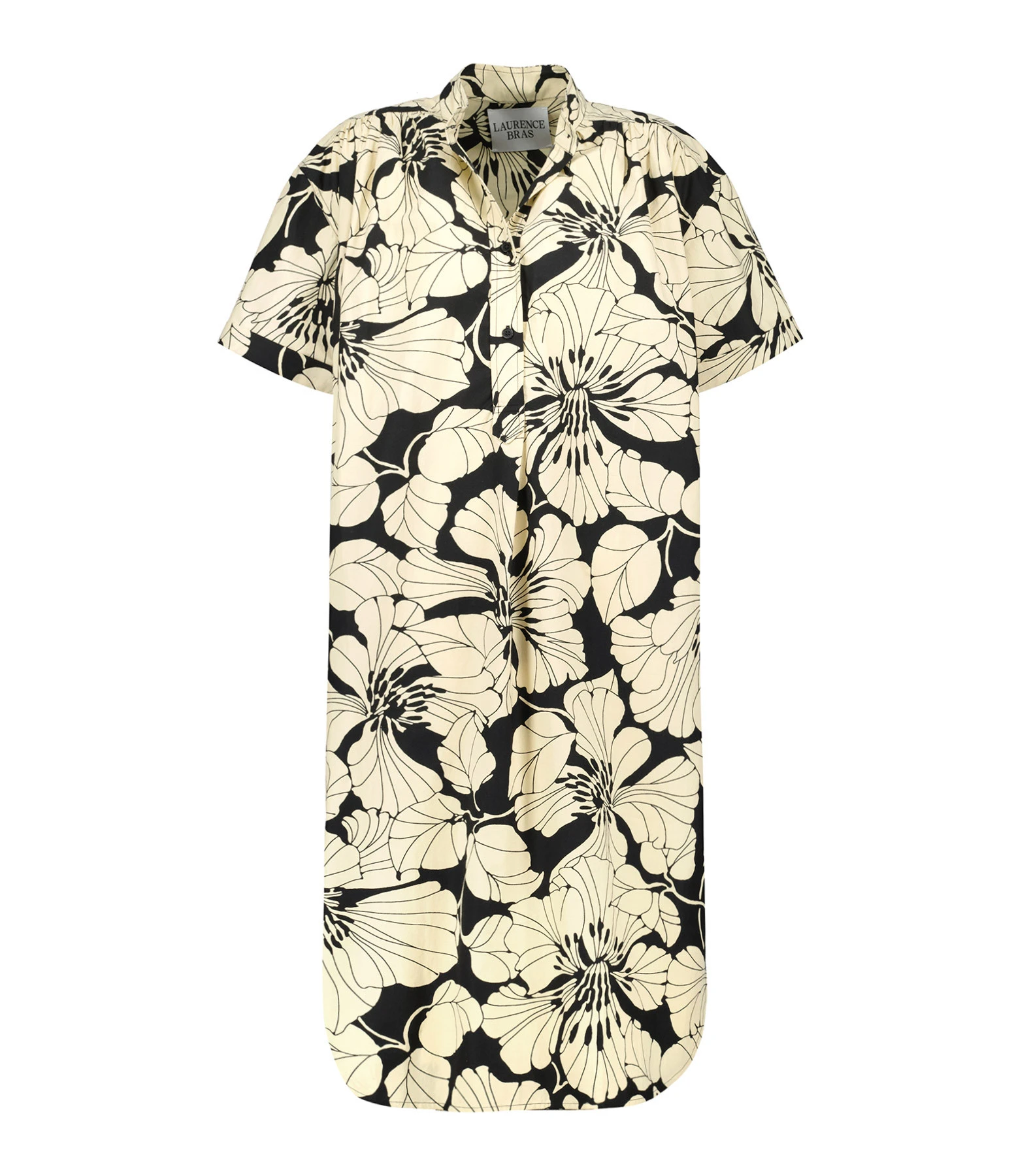 Laurence Bras Robe Aloo Coton Imprimé Beige Noir 3 Laurence Bras Robe Aloo Coton Imprimé Beige Noir