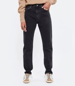 LOULOU STUDIO Jean Wular Droit Coton Noir Délavé -ANINE BING Boutique loulo look20220720 180