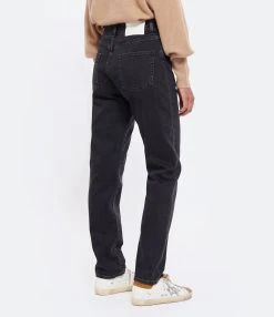 LOULOU STUDIO Jean Wular Droit Coton Noir Délavé -ANINE BING Boutique loulo look20220720 187