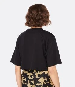 LOULOU STUDIO Tee-shirt Court Gupo Coton Noir -ANINE BING Boutique loulo look20221205 790