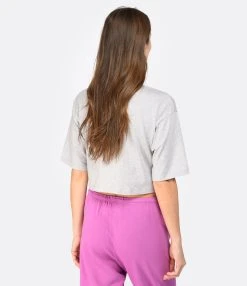 LOULOU STUDIO Tee-shirt Court Gupo Coton Gris -ANINE BING Boutique loulo look20221206 415