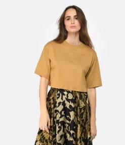 LOULOU STUDIO Tee-shirt Court Gupo Coton Camel 9 LOULOU STUDIO Tee-shirt Court Gupo Coton Camel -ANINE BING Boutique loulo look20221206 435