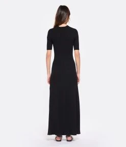LOULOU STUDIO Robe Longue Maille Seron Soie Noir -ANINE BING Boutique loulo look20230203 377