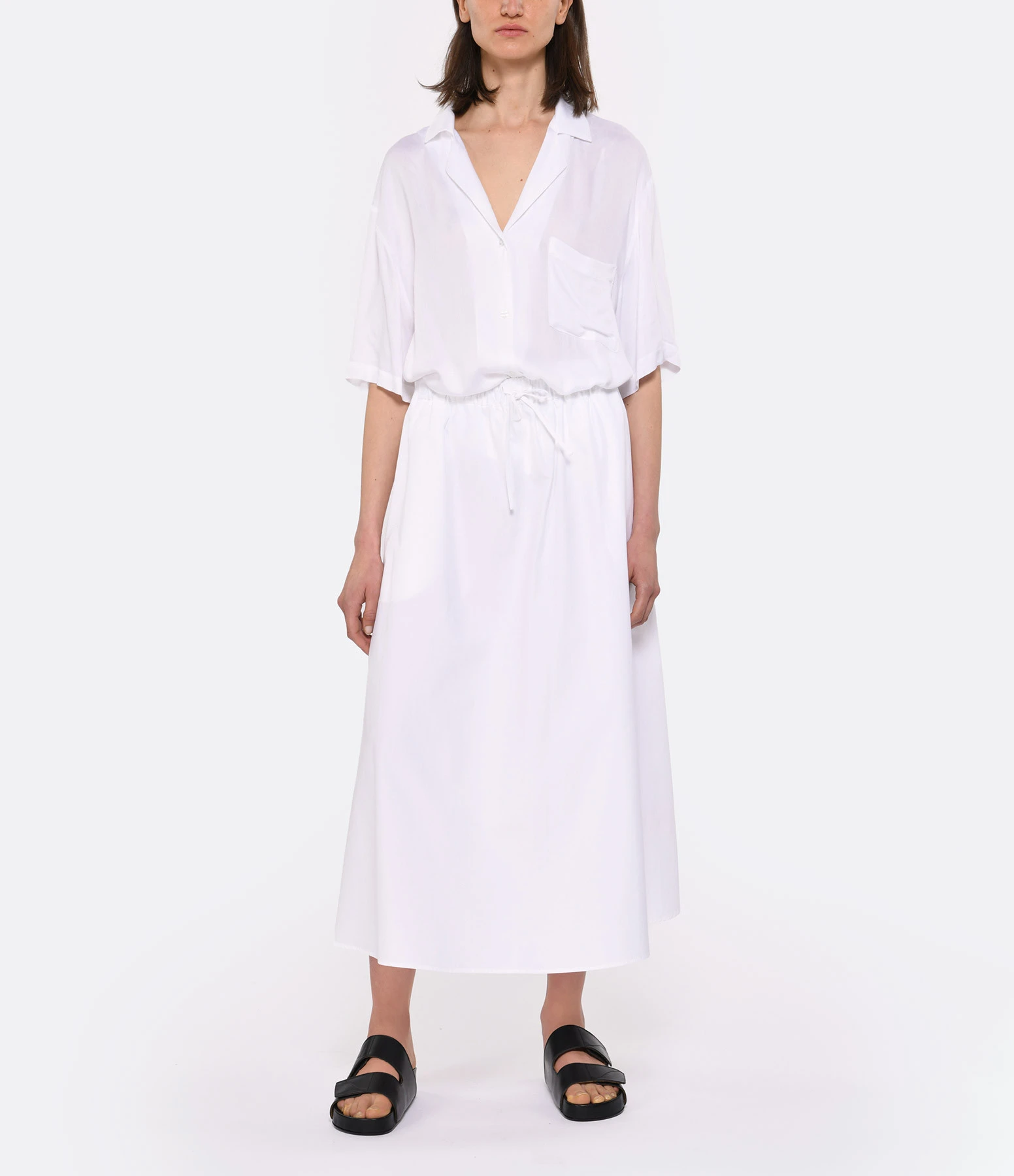 LOULOU STUDIO Jupe Midi Teli Coton Blanc 4 LOULOU STUDIO Jupe Midi Teli Coton Blanc – Image 2