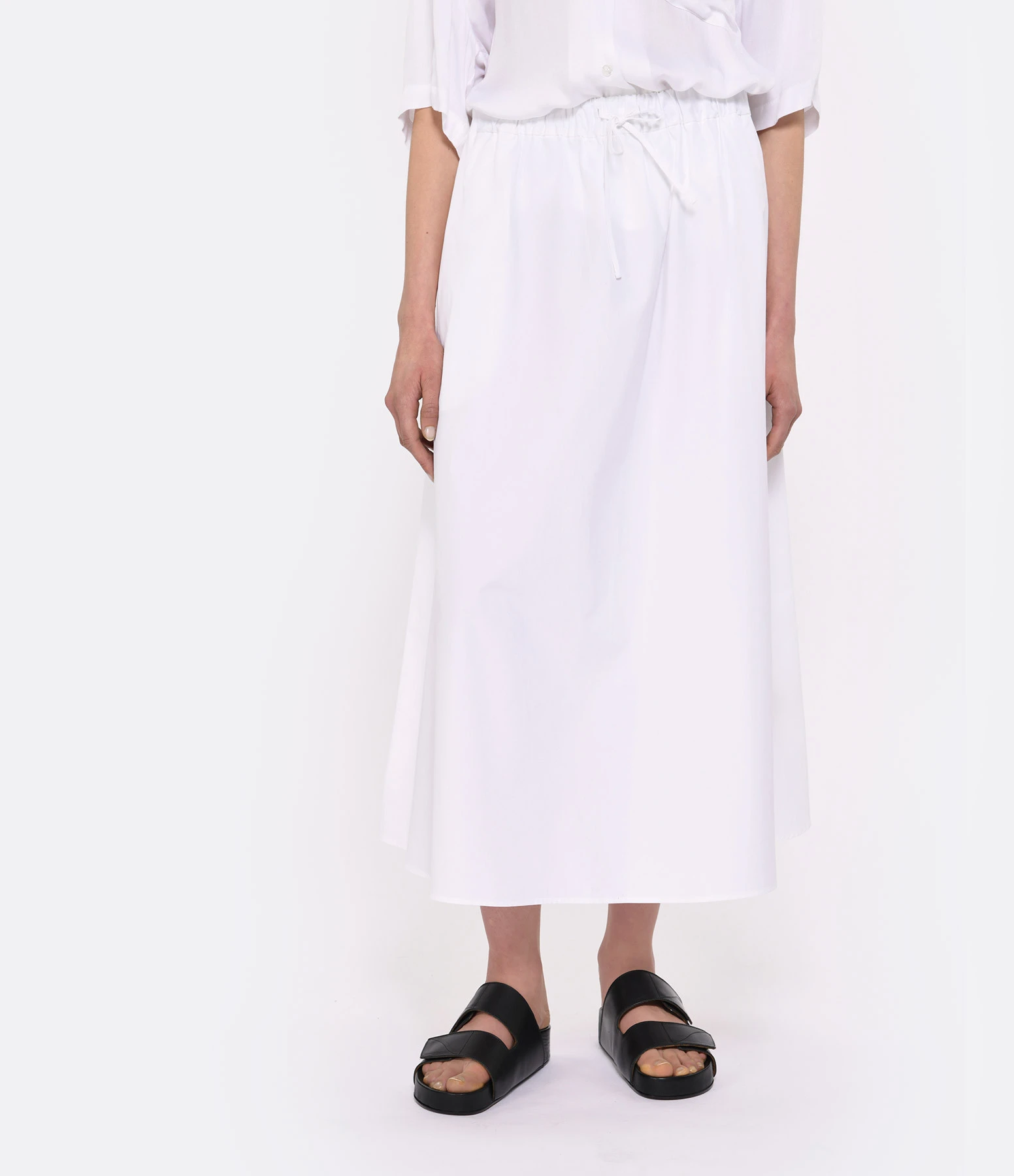 LOULOU STUDIO Jupe Midi Teli Coton Blanc 5 LOULOU STUDIO Jupe Midi Teli Coton Blanc – Image 3