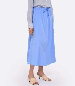 LOULOU STUDIO Jupe Midi Teli Coton Bleu -ANINE BING Boutique loulo look20230223 208