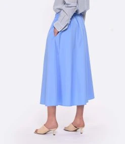 LOULOU STUDIO Jupe Midi Teli Coton Bleu -ANINE BING Boutique loulo look20230223 211
