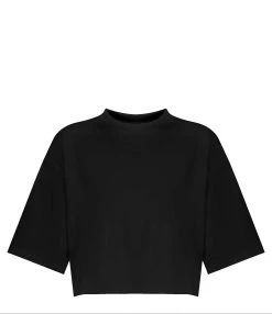 LOULOU STUDIO Tee-shirt Court Gupo Coton Noir